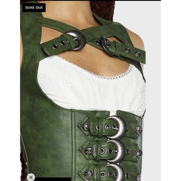 Dolls Kill Widow TEA LEAF PARTY UNDERBUST CORSET XXL (Sold Out !!) Faux Leather - Picture 4 of 9